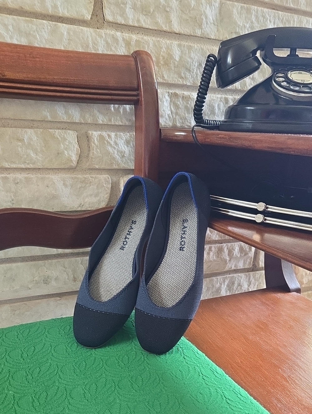 Rothy's Navy Captoe Square Toe Flats - Size 7.5